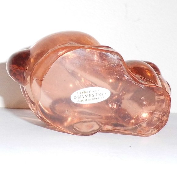 Silvestri Art Glass Sitting Pink Bunny Rabbit - Picture 6 of 6